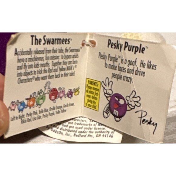 M&Ms Minis Pesky Purple Swarmees Plush 1998 By Mars 5" - Picture 4 of 6
